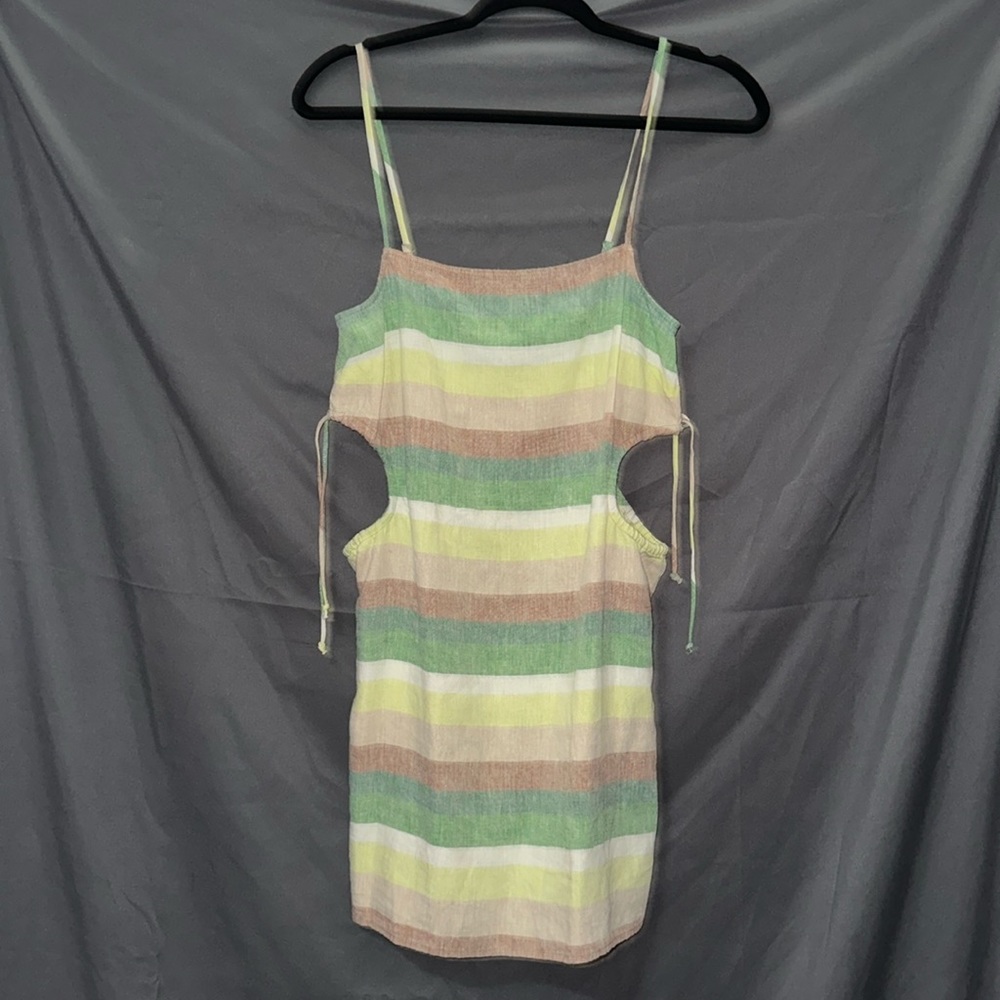 Linen cut-out mini dress